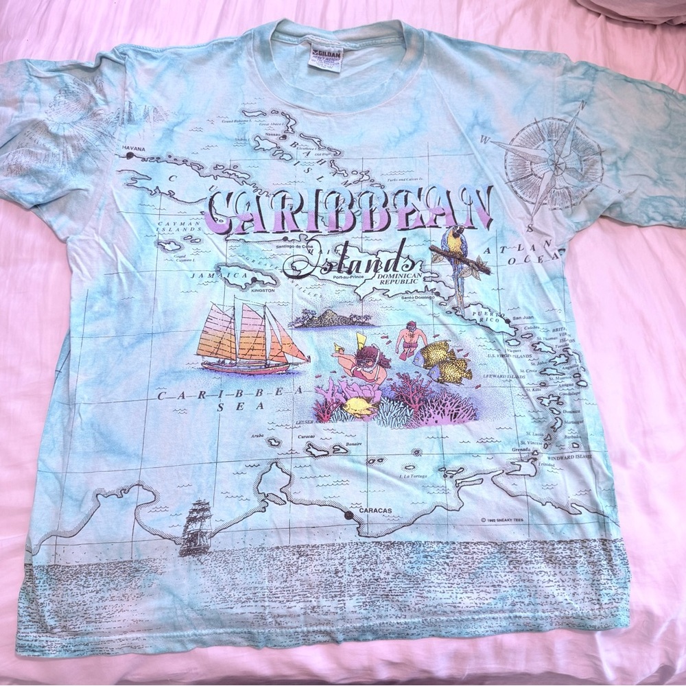 Vintage Caribbean Islands Graphic Tee - 1992 Blue